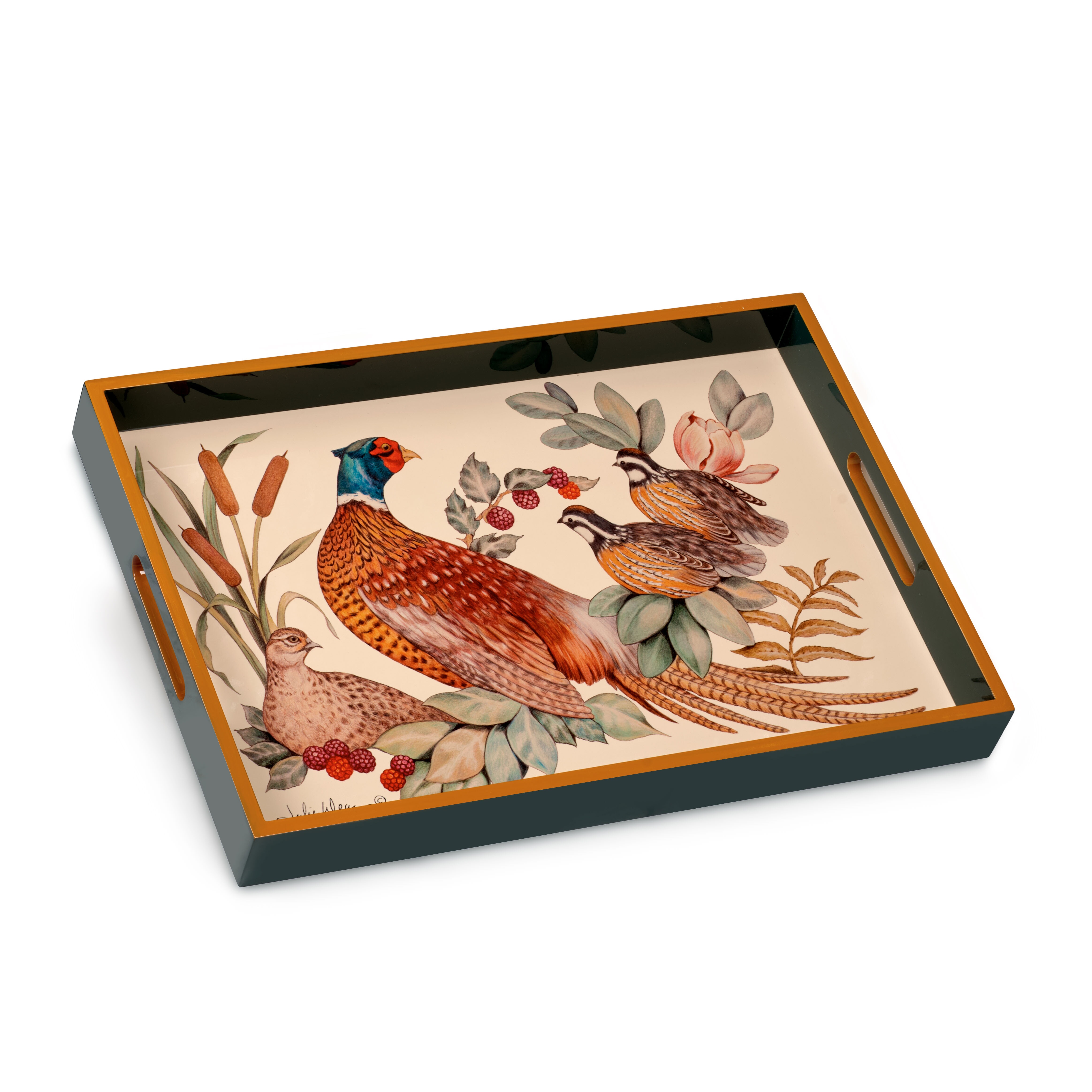Julie Wear Pheasant and Quail Lacquered Tray
